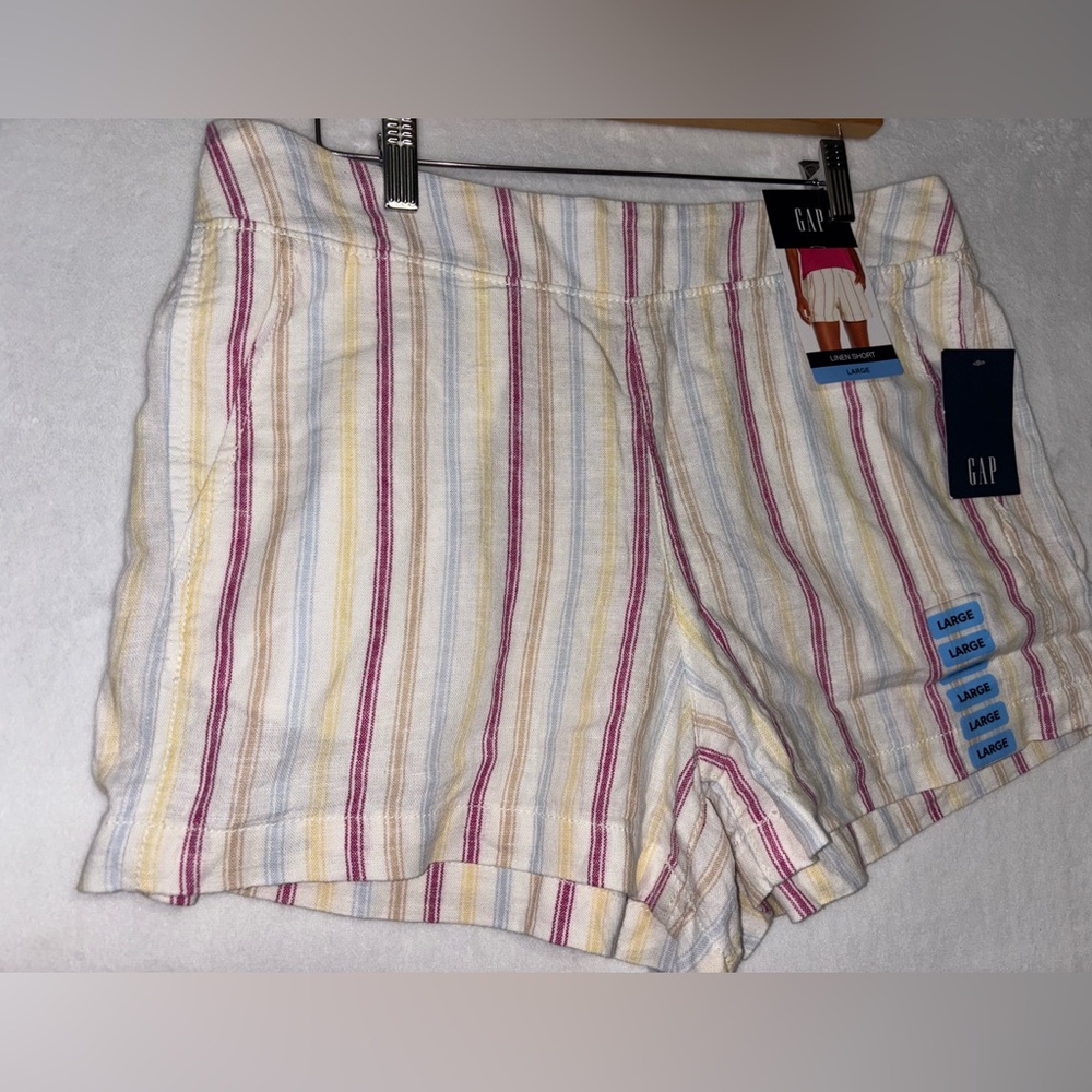 NWT GAP- Women's Striped Pull-on Linen Short - Picture 5 of 9